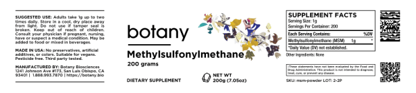 Methylsulfonylmethane (MSM) – Powder, 200g